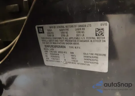 2015 Chevrolet Equinox 1Lt from USA, damaged, VIN 2GNFLFE39F6264994